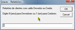 Relatorio de clientes devedores e credores